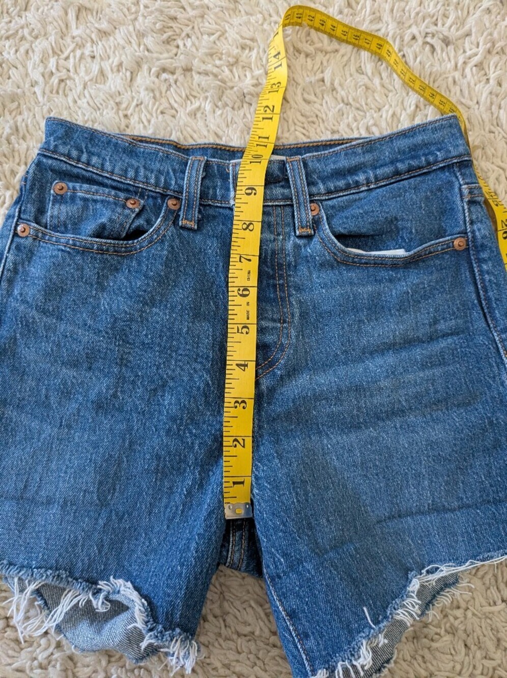 Levi's Big E Wedgie Classic High-Rise Raw-Hem Cutoff Denim Shorts - Picture 10 of 11